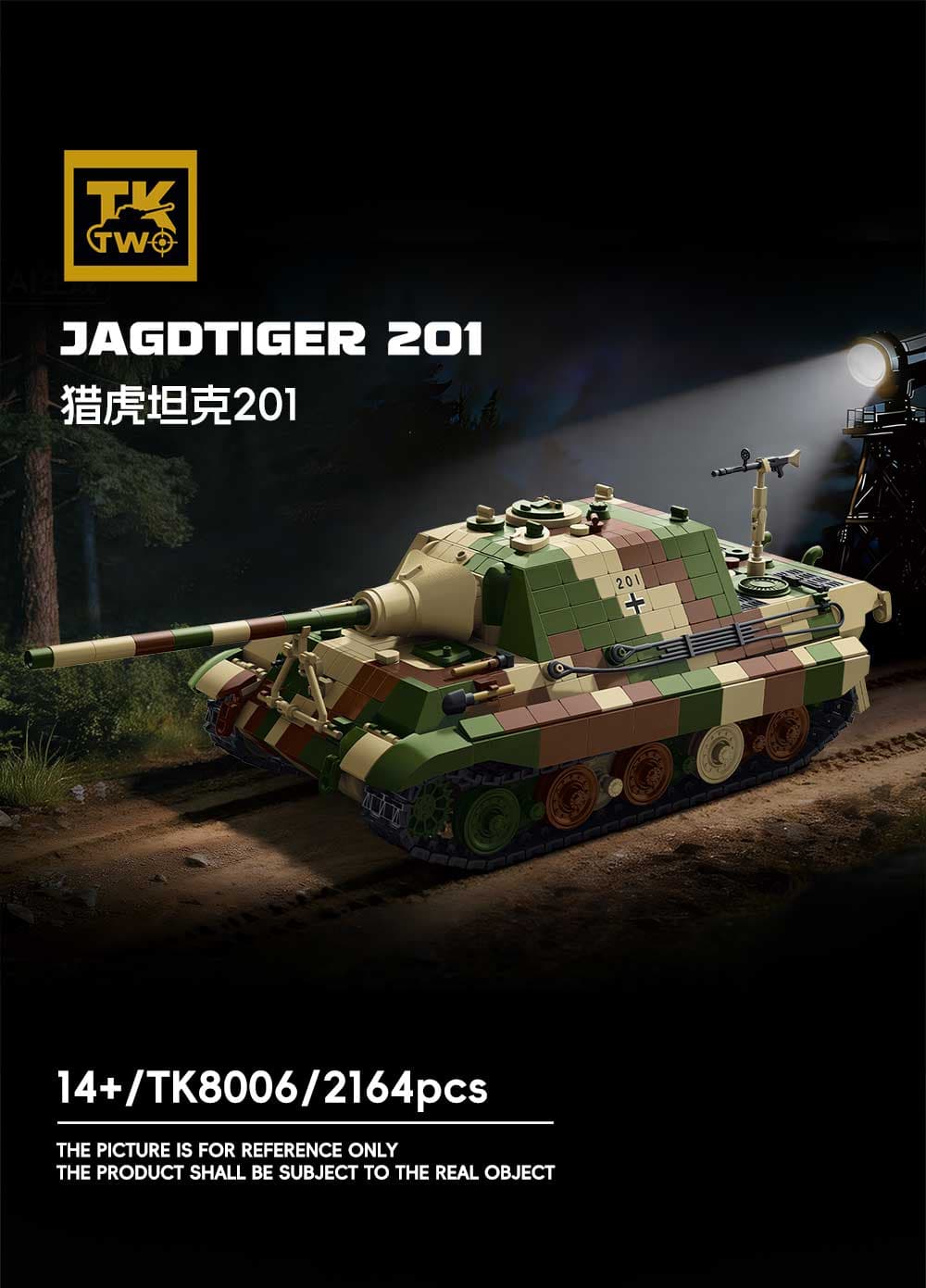 TKTWO Jagdtiger 201 — brick model in winter landscape